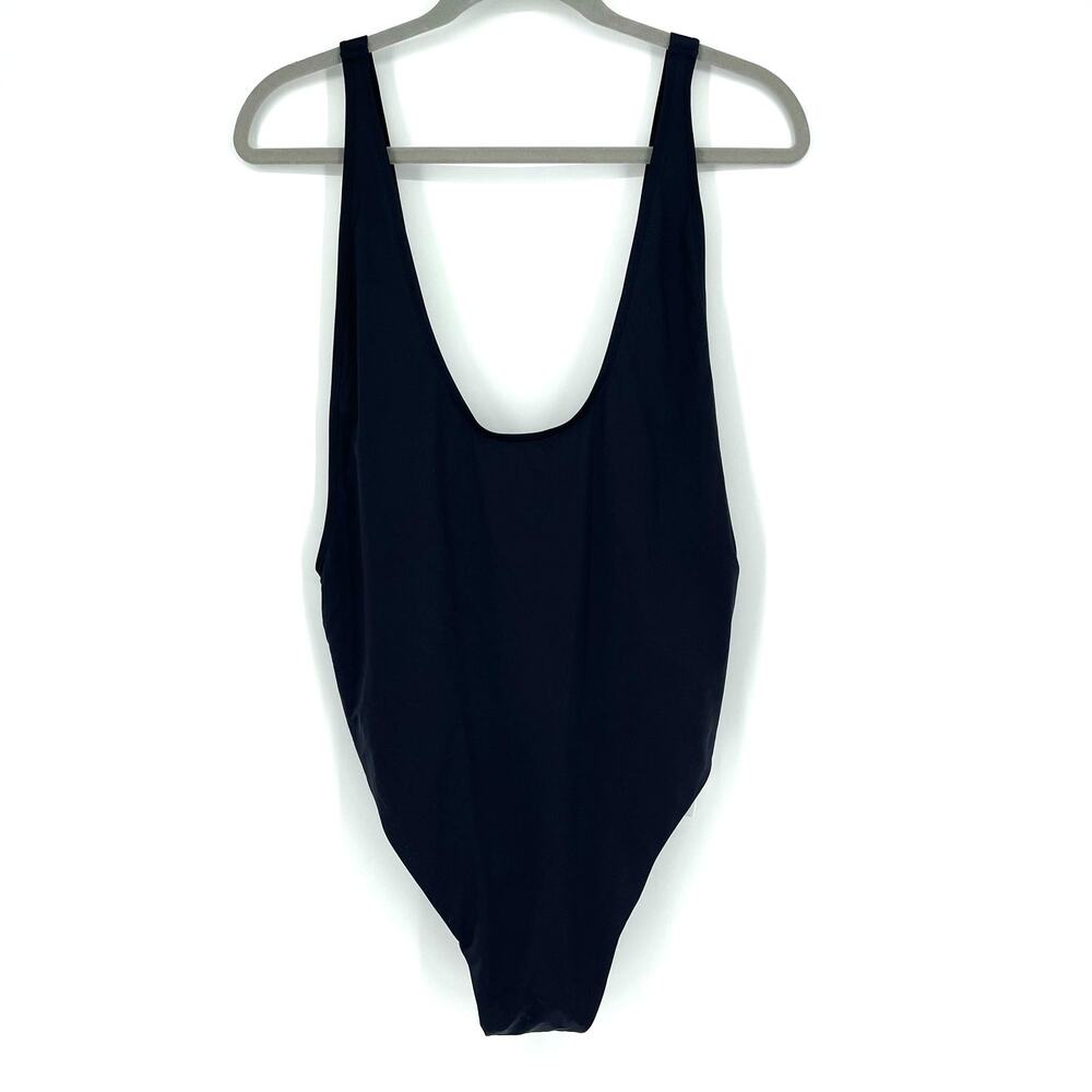 Good American High Cut Deep Back One Piece Black Bathing Suit Size 2XL NWT